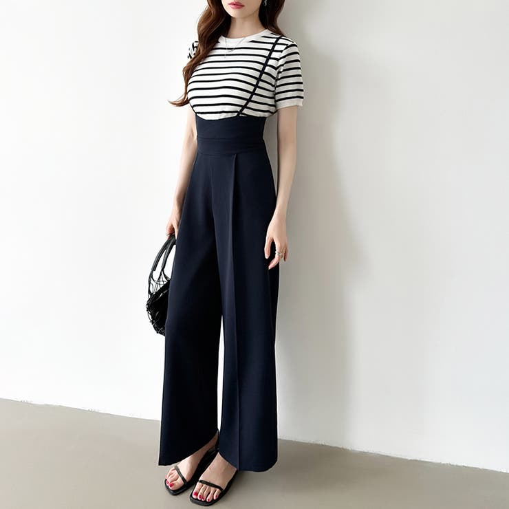 サロペットパンツ ハイウエスト ワイドパンツ | COCOMOMO | 詳細画像12 