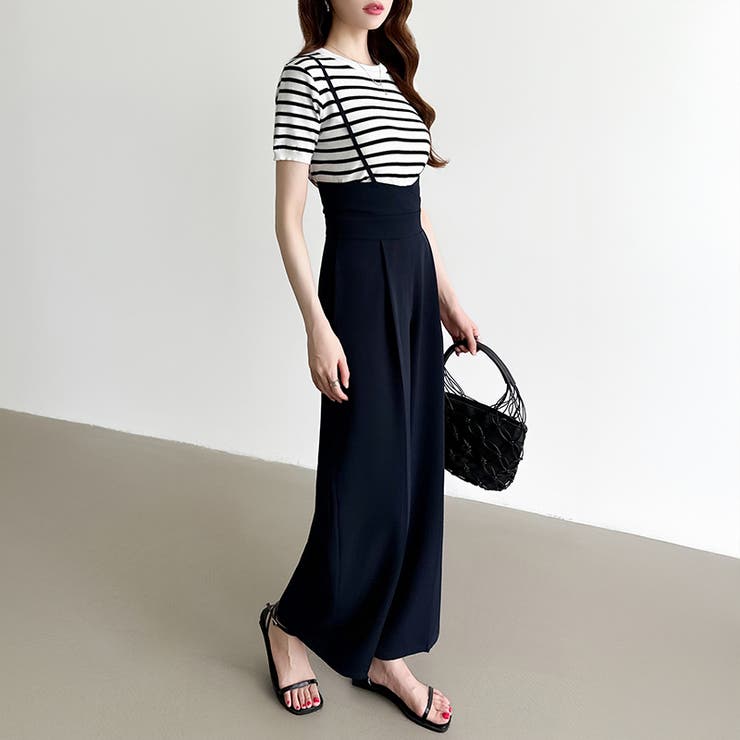 サロペットパンツ ハイウエスト ワイドパンツ | COCOMOMO | 詳細画像13 