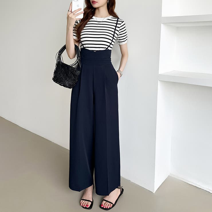 サロペットパンツ ハイウエスト ワイドパンツ | COCOMOMO | 詳細画像16 