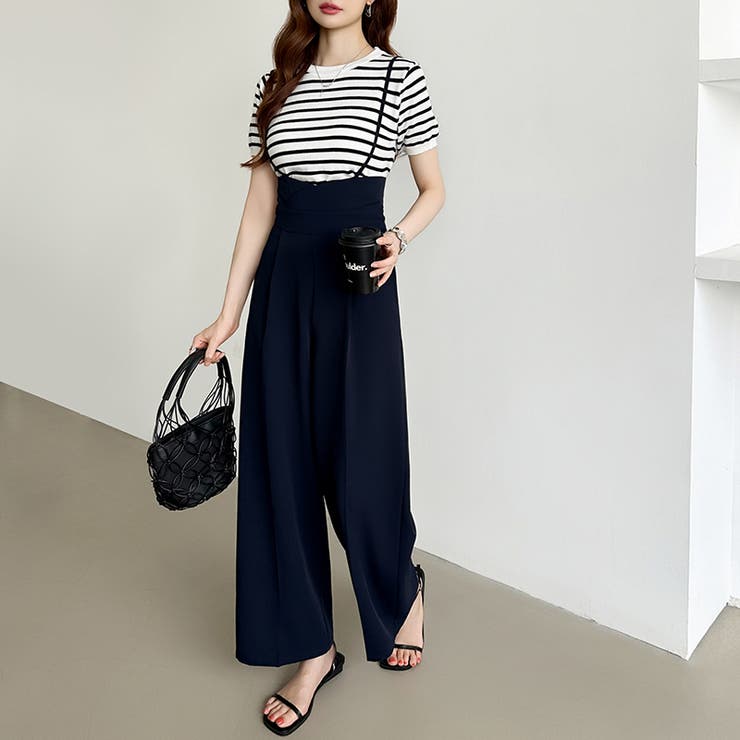 サロペットパンツ ハイウエスト ワイドパンツ | COCOMOMO | 詳細画像17 