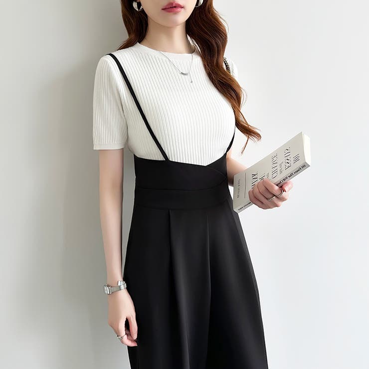 サロペットパンツ ハイウエスト ワイドパンツ | COCOMOMO | 詳細画像29 