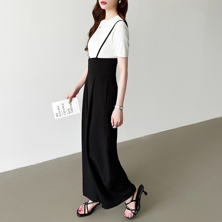 サロペットパンツ ハイウエスト ワイドパンツ | COCOMOMO | 詳細画像32 