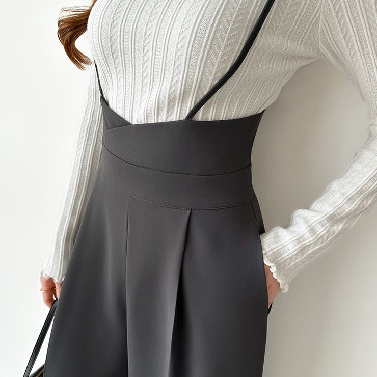 サロペットパンツ ハイウエスト ワイドパンツ | COCOMOMO | 詳細画像5 