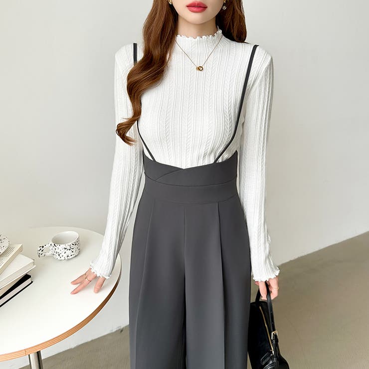 サロペットパンツ ハイウエスト ワイドパンツ | COCOMOMO | 詳細画像7 