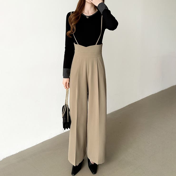 サロペットパンツ ハイウエスト ワイドパンツ | COCOMOMO | 詳細画像19 