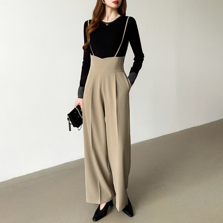 サロペットパンツ ハイウエスト ワイドパンツ | COCOMOMO | 詳細画像21 