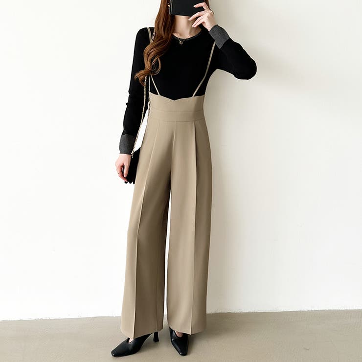 サロペットパンツ ハイウエスト ワイドパンツ | COCOMOMO | 詳細画像22 