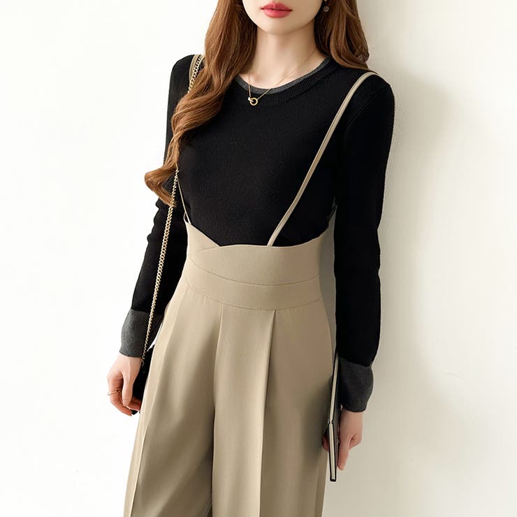 サロペットパンツ ハイウエスト ワイドパンツ | COCOMOMO | 詳細画像23 