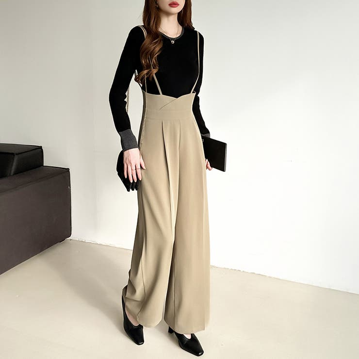 サロペットパンツ ハイウエスト ワイドパンツ | COCOMOMO | 詳細画像26 