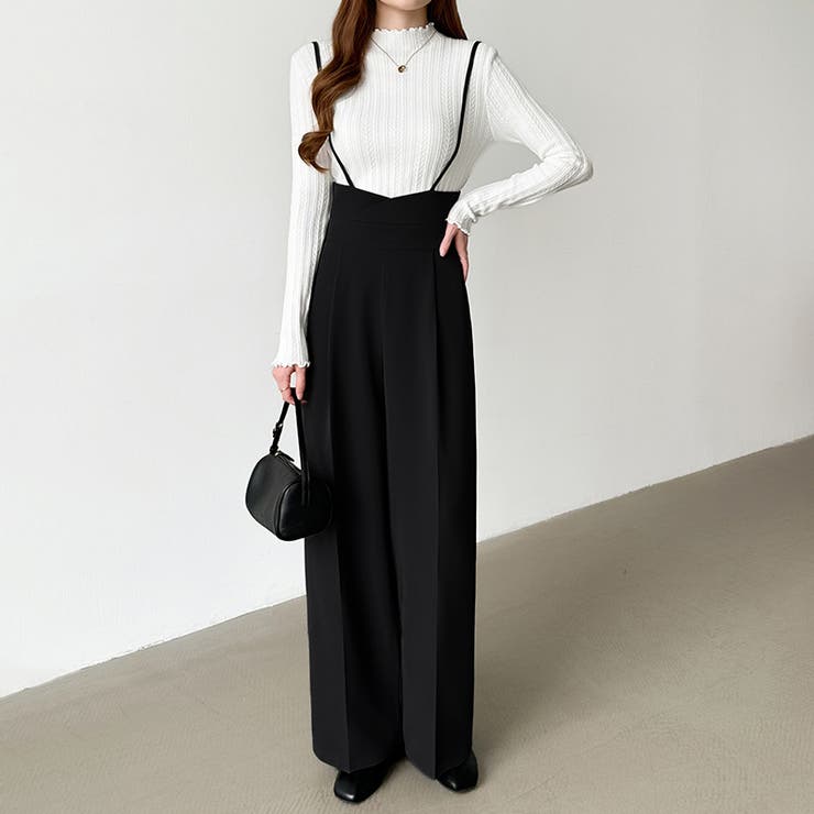 サロペットパンツ ハイウエスト ワイドパンツ | COCOMOMO | 詳細画像27 