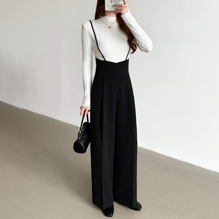 サロペットパンツ ハイウエスト ワイドパンツ | COCOMOMO | 詳細画像28 