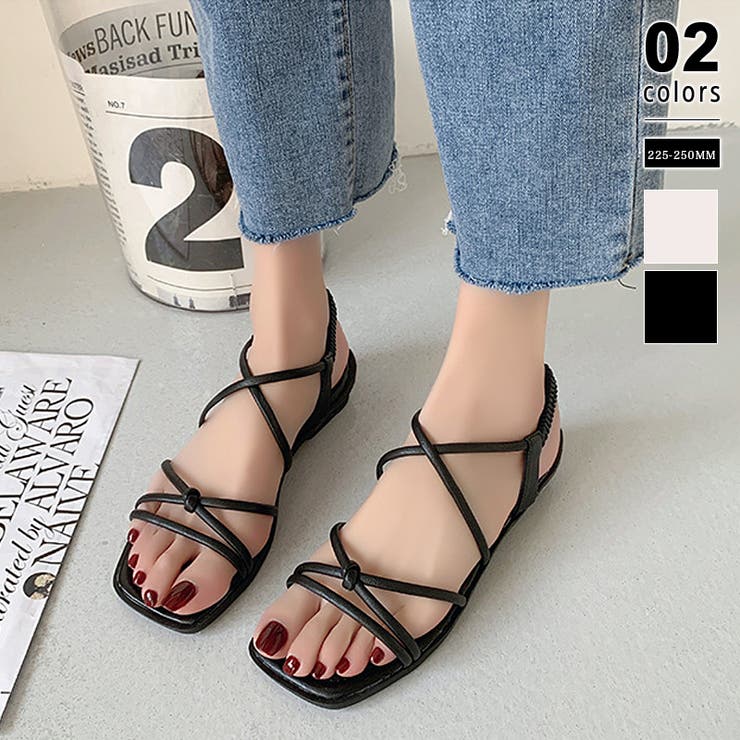 ブラック | ストラップサンダル ナローストラップ サンダル | COCOMOMO