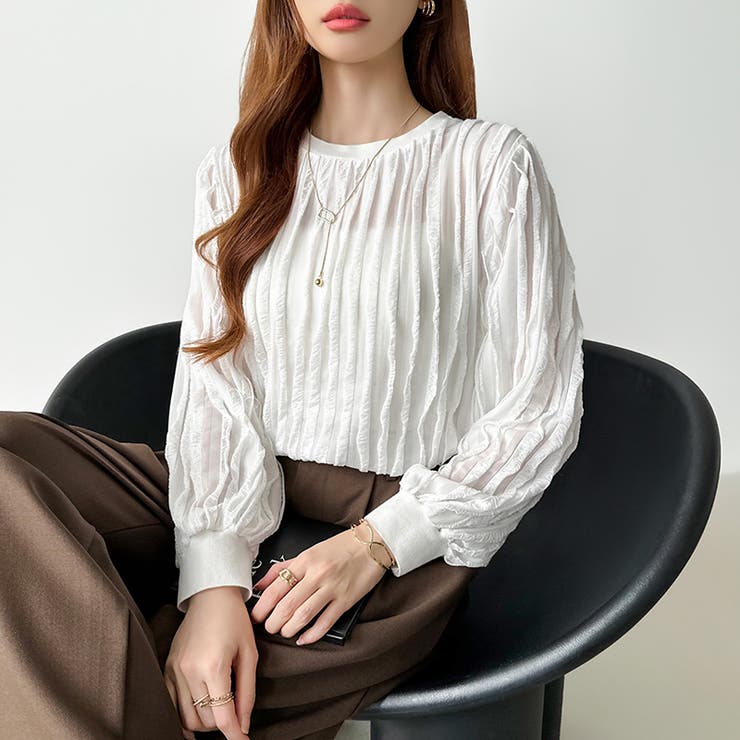 NOZOMI ISHIGURO グレー フリル長袖トップス JU5602EW06120_fw_thumbM.jpg