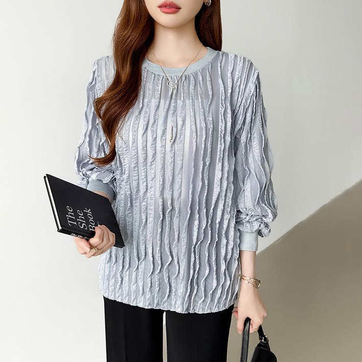 フリルトップス 長袖カットソー ウェーブTシャツ | COCOMOMO | 詳細画像18 