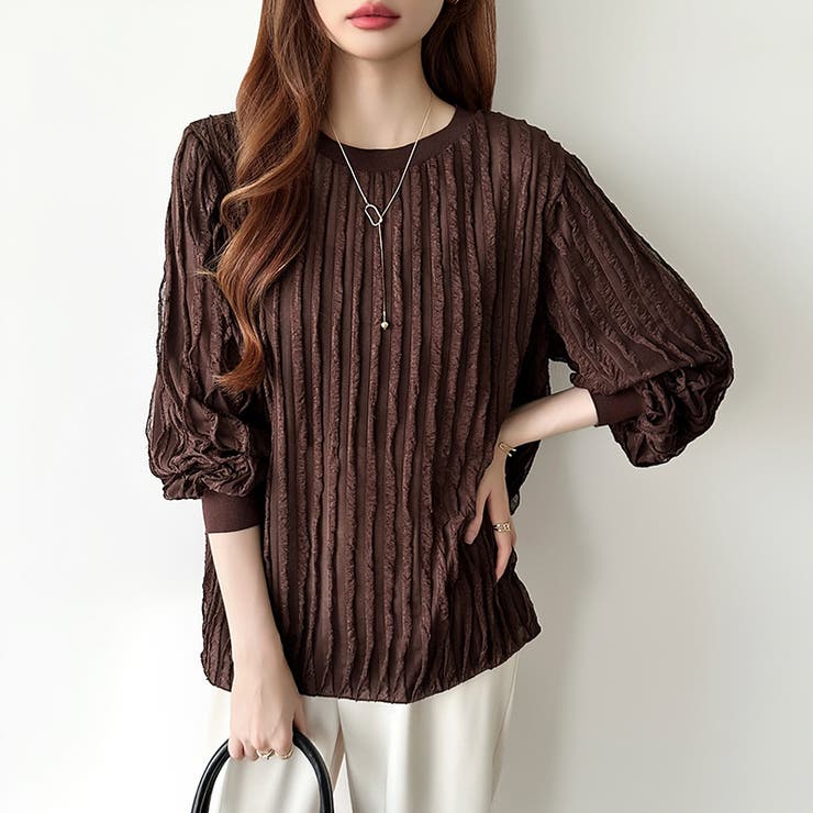 フリルトップス 長袖カットソー ウェーブTシャツ | COCOMOMO | 詳細画像25 