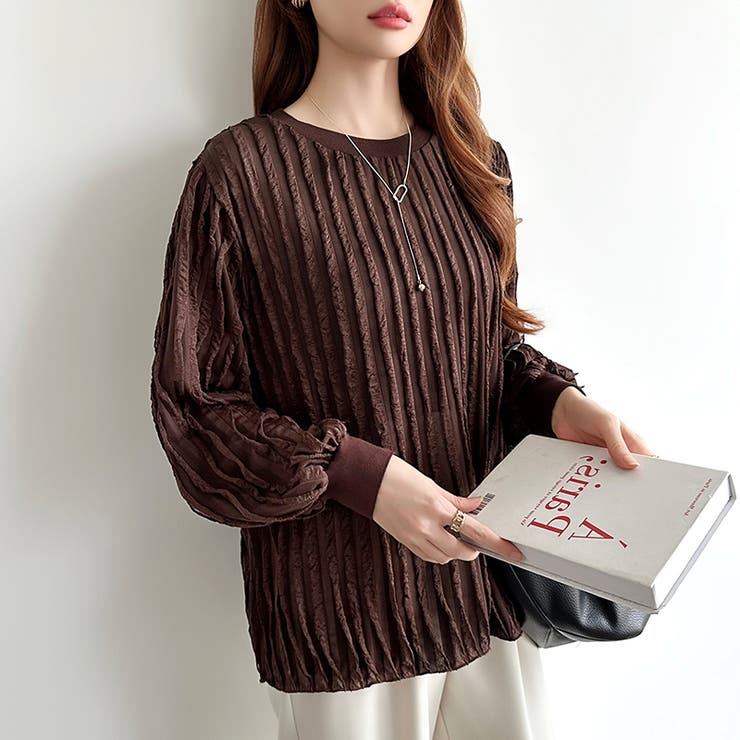 フリルトップス 長袖カットソー ウェーブTシャツ | COCOMOMO | 詳細画像26 