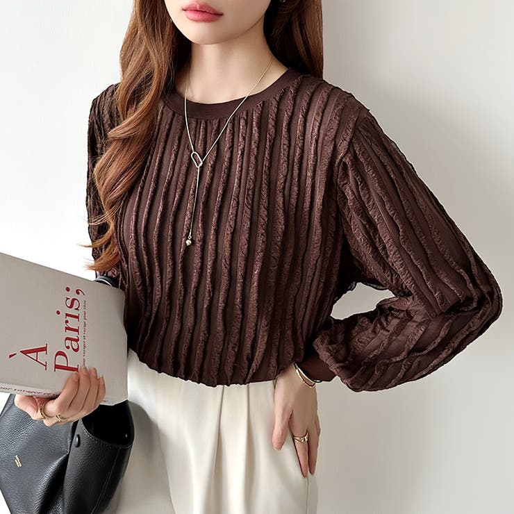 フリルトップス 長袖カットソー ウェーブTシャツ | COCOMOMO | 詳細画像27 