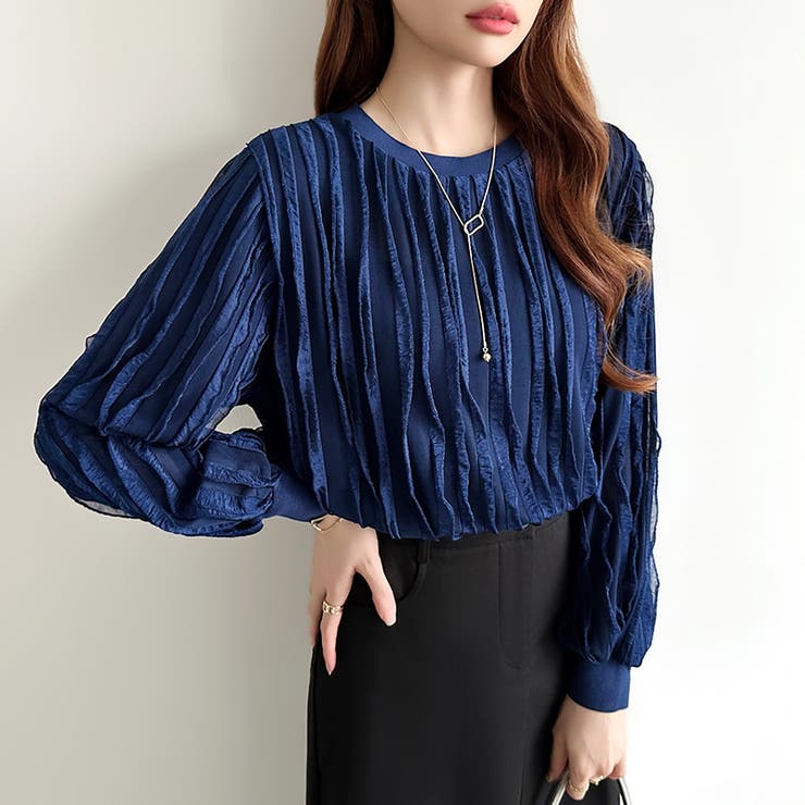 NOZOMI ISHIGURO グレー フリル長袖トップス NOZOMI ISHIGURO グレー フリル長袖トップス