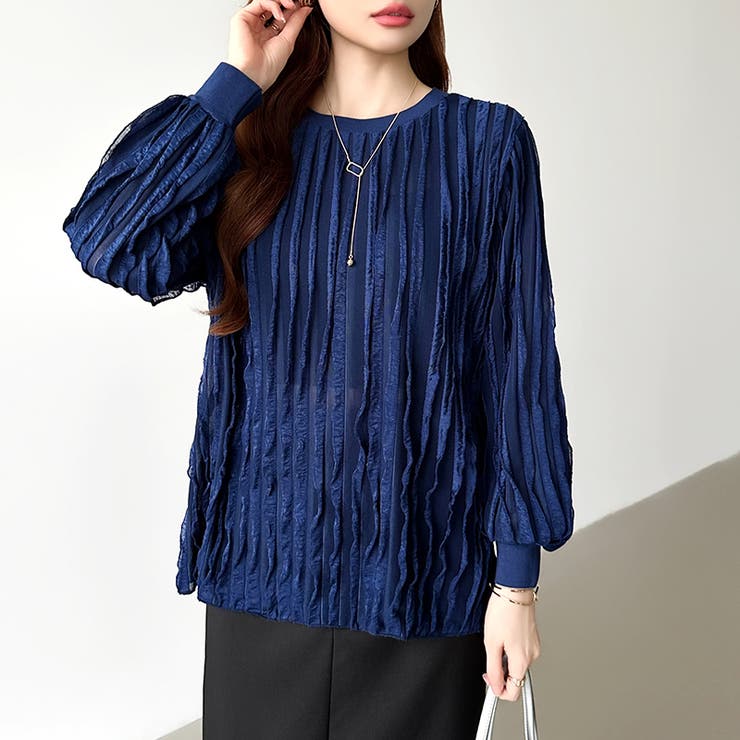 フリルトップス 長袖カットソー ウェーブTシャツ | COCOMOMO | 詳細画像34 