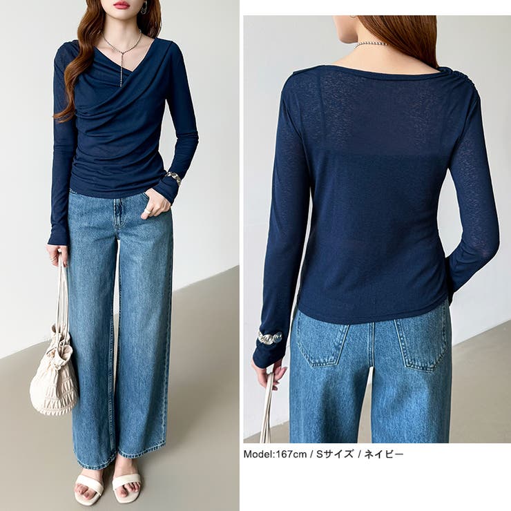 オフショルダードレープトップス オフショルダー シアートップス | COCOMOMO | 詳細画像12 