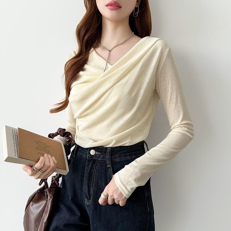 オフショルダードレープトップス オフショルダー シアートップス[品番