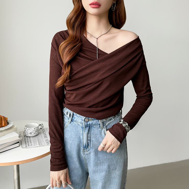 オフショルダードレープトップス オフショルダー シアートップス | COCOMOMO | 詳細画像20 