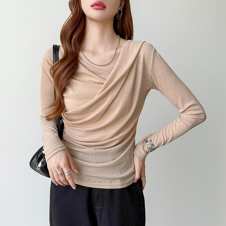 オフショルダードレープトップス オフショルダー シアートップス[品番