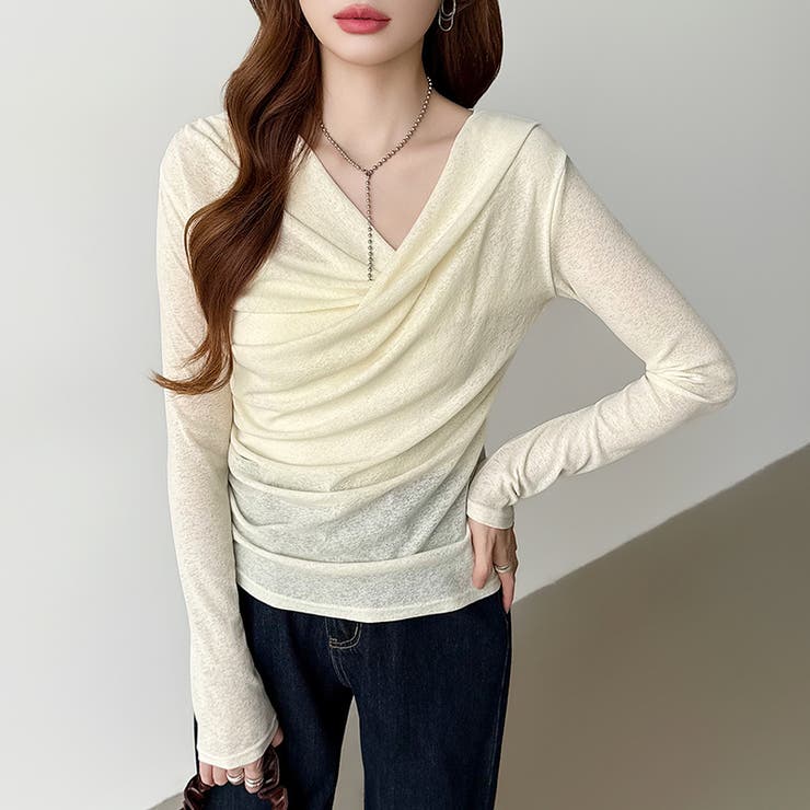 オフショルダードレープトップス オフショルダー シアートップス | COCOMOMO | 詳細画像3 