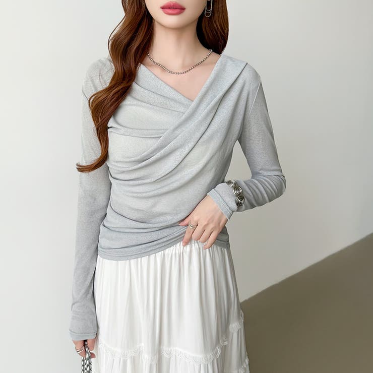 オフショルダードレープトップス オフショルダー シアートップス | COCOMOMO | 詳細画像30 