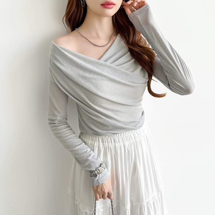 オフショルダードレープトップス オフショルダー シアートップス | COCOMOMO | 詳細画像31 