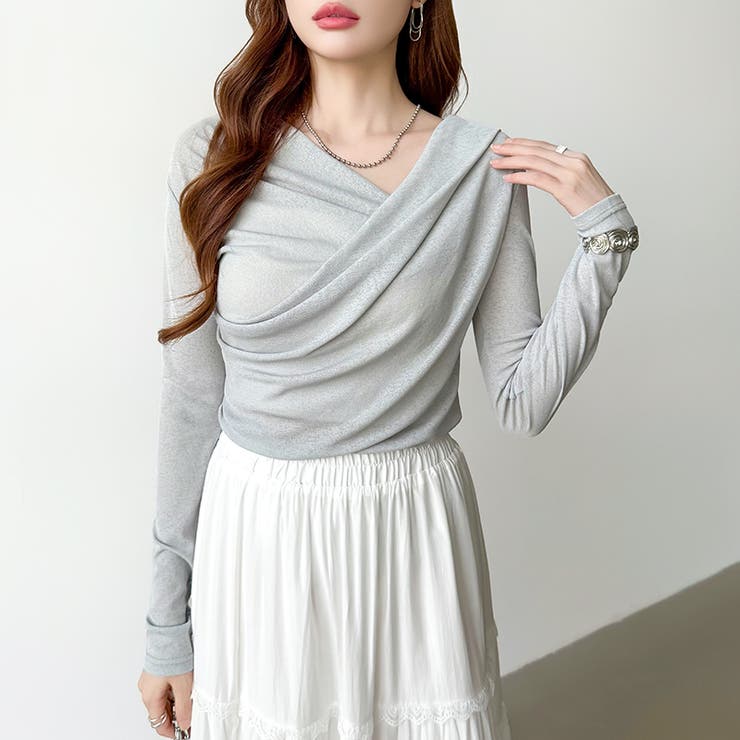 オフショルダードレープトップス オフショルダー シアートップス | COCOMOMO | 詳細画像34 