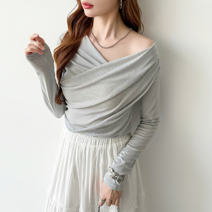 オフショルダードレープトップス オフショルダー シアートップス | COCOMOMO | 詳細画像35 