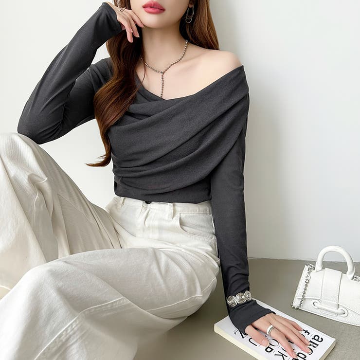 オフショルダードレープトップス オフショルダー シアートップス | COCOMOMO | 詳細画像41 