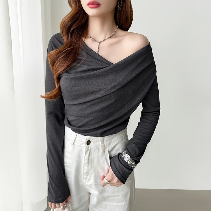 オフショルダードレープトップス オフショルダー シアートップス | COCOMOMO | 詳細画像42 