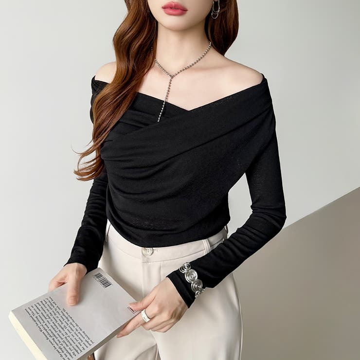 オフショルダードレープトップス オフショルダー シアートップス | COCOMOMO | 詳細画像45 