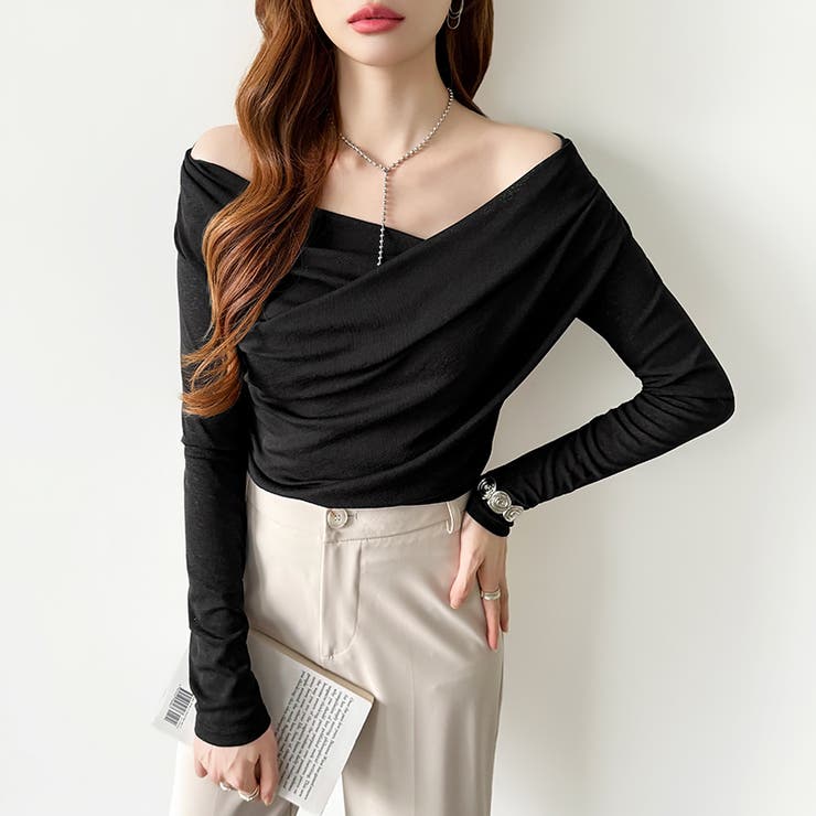 オフショルダードレープトップス オフショルダー シアートップス | COCOMOMO | 詳細画像46 