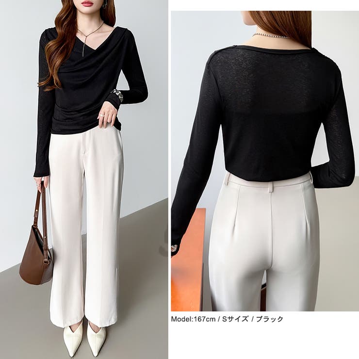 オフショルダードレープトップス オフショルダー シアートップス | COCOMOMO | 詳細画像47 