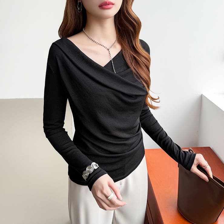 オフショルダードレープトップス オフショルダー シアートップス | COCOMOMO | 詳細画像48 