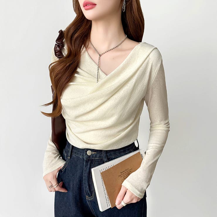 オフショルダードレープトップス オフショルダー シアートップス | COCOMOMO | 詳細画像7 