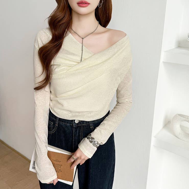 オフショルダードレープトップス オフショルダー シアートップス | COCOMOMO | 詳細画像8 