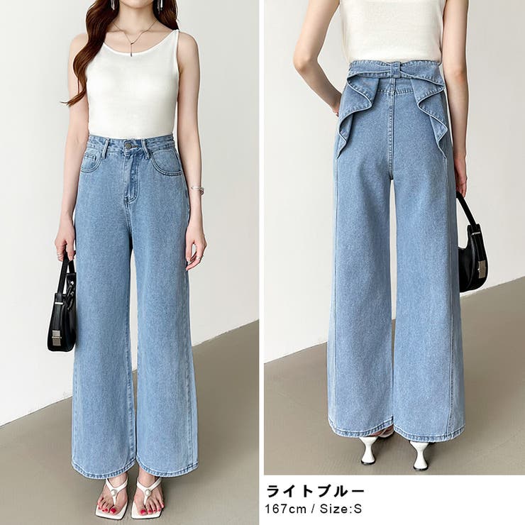 バックリボンデニムパンツ ⚠️本日まで バックリボンデニムPT（デニムパンツ）｜ems excite（エムズ