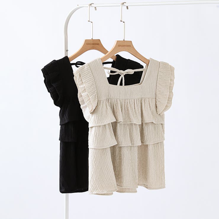 フリルショルダーティアードセットアップ パンツセットアップ セットアップ夏 | COCOMOMO | 詳細画像16 