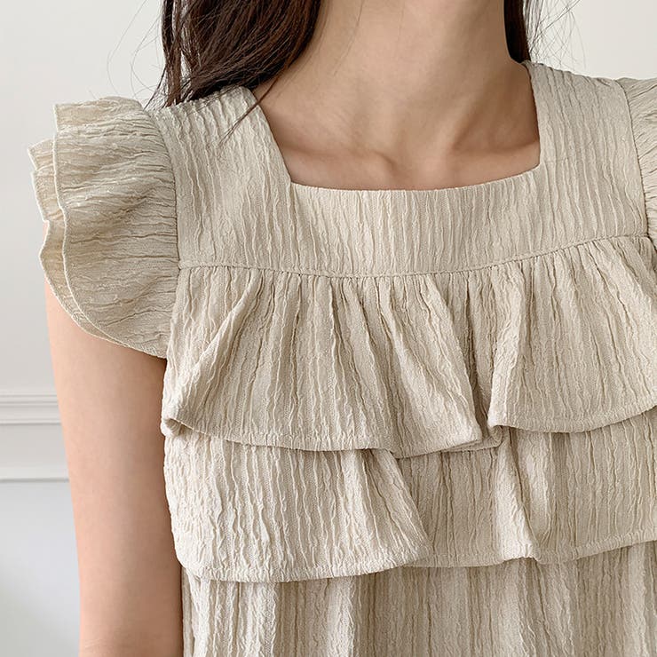 フリルショルダーティアードセットアップ パンツセットアップ セットアップ夏 | COCOMOMO | 詳細画像9 