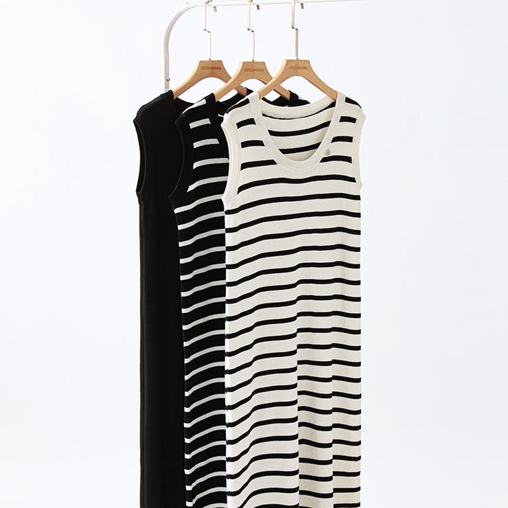 ノースリーブワンピース ボーダーワンピース 夏ワンピース | COCOMOMO | 詳細画像13 