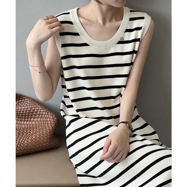 ノースリーブワンピース ボーダーワンピース 夏ワンピース | COCOMOMO | 詳細画像3 