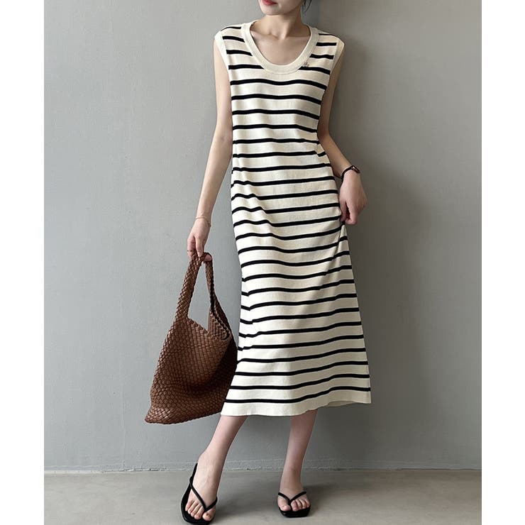 ノースリーブワンピース ボーダーワンピース 夏ワンピース | COCOMOMO | 詳細画像6 