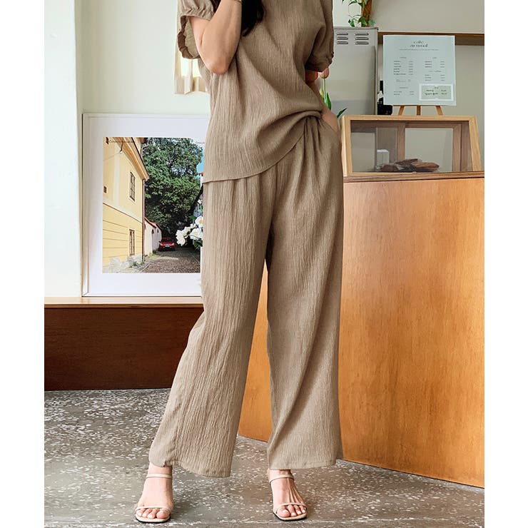 セットアップ夏 半袖トップスワイドパンツセット パンツセットアップ | COCOMOMO | 詳細画像11 