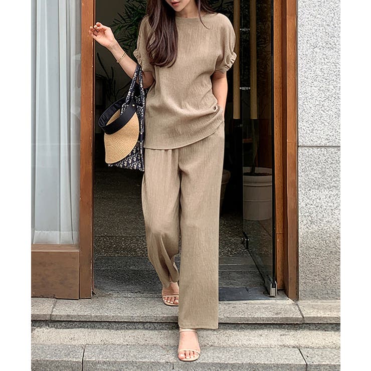 セットアップ夏 半袖トップスワイドパンツセット パンツセットアップ | COCOMOMO | 詳細画像3 