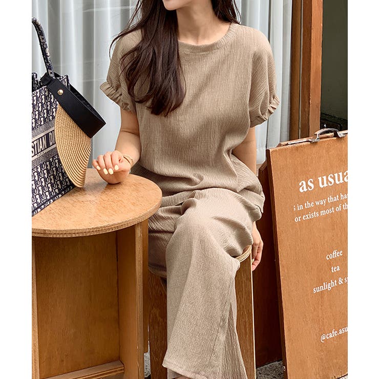 セットアップ夏 半袖トップスワイドパンツセット パンツセットアップ | COCOMOMO | 詳細画像5 