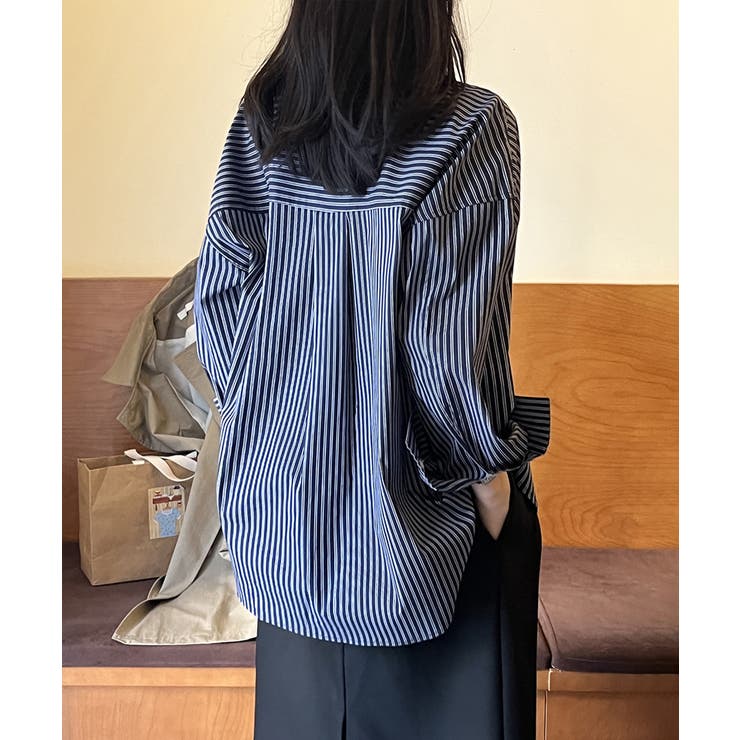 ストライプシャツ オーバーサイズ カラーシャツ | COCOMOMO | 詳細画像11 